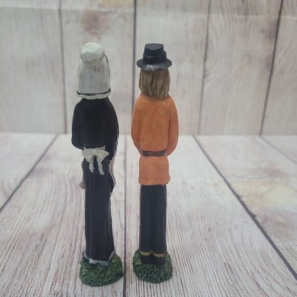 Vintage Pilgrim Pencil Figures Figurines Lot of 2 Resin Fall Thanksgiving Decor - Picture 3 of 5